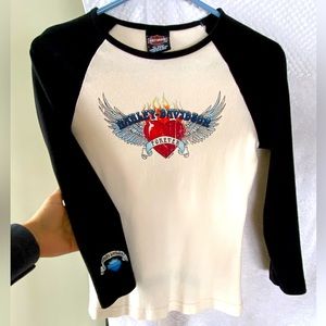 Harley Davidson ~ 3/4 sleeve T-shirt, size small
